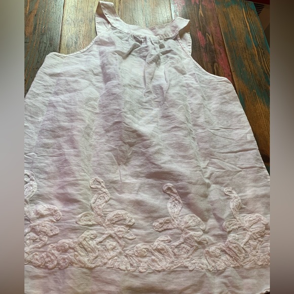 White Ramie Cotton Sleeveless Blouse - Picture 2 of 3